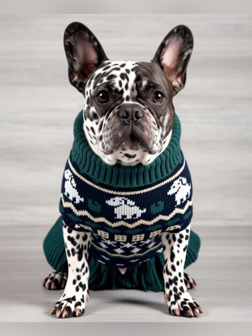 Green & Navy Knit Dog Sweater with Skirt - Small